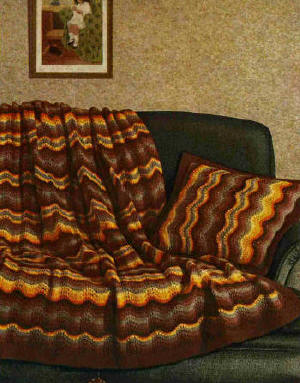 Featherstitch Afghan & Cushion Knitting Pattern