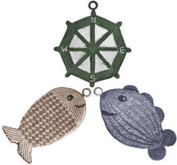 3 Boating & Fishing Trivets or Pot Holders Crochet Pattern