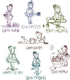 Girls Activities Appliques or Embroidery Transfer Pattern