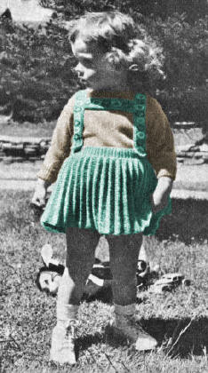 Girls Sweater & Ribbed Skirt with Suspenders Knitting Pattern Sz 2-4