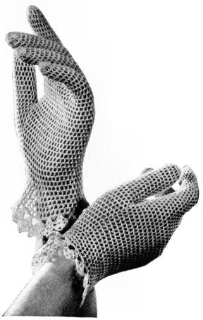 Cotton Mesh Gloves with Shell Cuff Crochet Pattern