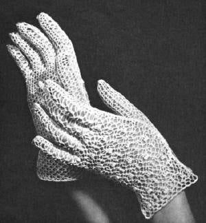 Lacey Cotton Gloves in Loop & Cluster Design Crochet Pattern Sz M