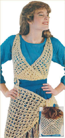 Mesh Midriff Halter Top & Shawl Crochet Pattern