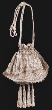 Lacy Design Drawstring Handbag Antique Crochet Pattern