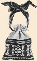 Fair Isle Drawstring Handbag Antique Knitting Pattern