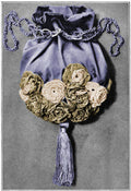 Satin Drawstring Handbag with Roses Antique Crochet Pattern