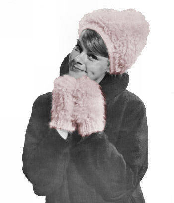 Loop Stitch Hat & Mitts Knitting Pattern