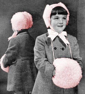 Girl's Loop Stitch Hat and Muff Set Crochet Pattern 2-6