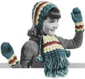 Girl's Ripple Hat, Scarf & Mitts Set Knitting Pattern 4-6