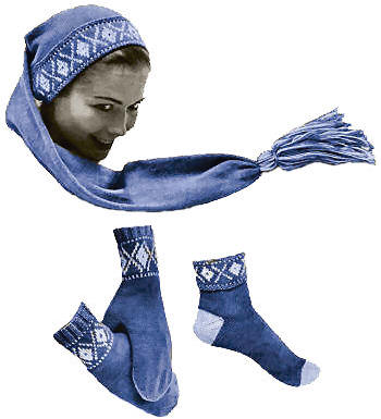 Long Stocking Cap, Mitts & Socks Knitting Pattern