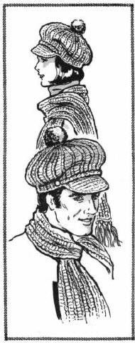 Hat & Scarf for Men & Women Crochet Pattern S M L