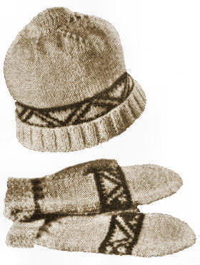 Men's Hat & Mittens Knitting Pattern S M L
