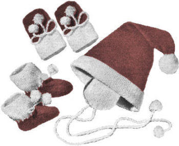 Baby Hat, Thumbless Mittens & Booties Knitting Pattern
