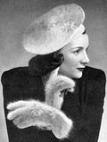 Angora Beret & Gloves with Design Knitting Pattern