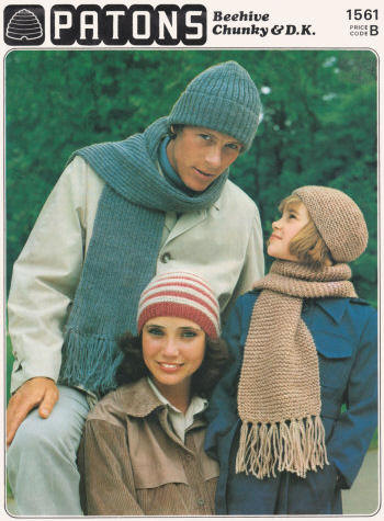 Family Hats & Scarves Knitting Pattern Children Sizes 4 - 9 years, Men, Women