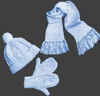 Cable Hat, Mittens & Scarf Set Children Knitting Pattern Sz 6-8