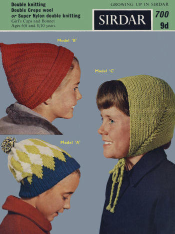 Girl's Hats and Bonnet Knitting Pattern Sz 6-10