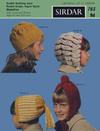 Girl's Bonnet and Hats Knitting Pattern Sz 6-10