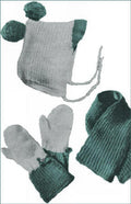 Girls Hood, Mittens & Scarf Set Crochet Pattern Sz 4-16