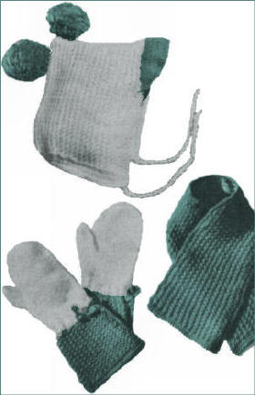 Girls Hood, Mittens & Scarf Set Crochet Pattern Sz 4-16