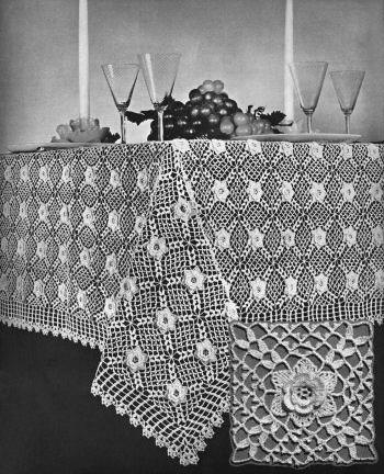 Irish Rose Motif Tablecloth Crochet Pattern