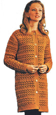 Long Lacy Jacket Crochet Pattern 34-46
