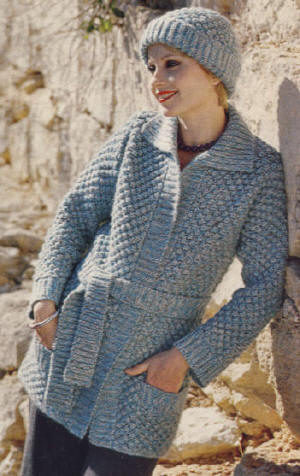 Jacket & Hat in Bramble Stitch Knitting Pattern 32-42