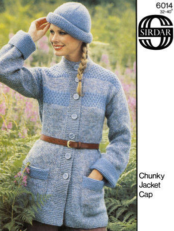 Sweater Jacket & Hat Knitting Pattern 32-40