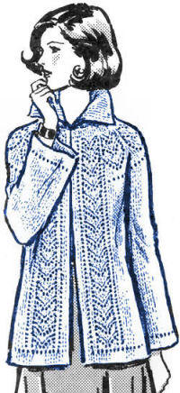 Jacket with Leaf Design Knitting Pattern 32-38