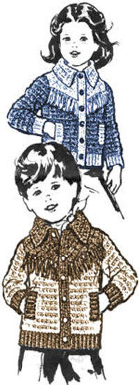 Children Western Cowboy Jacket Knitting Pattern Sz 4-10