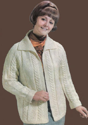 Striped Cable & Diamond Jacket Knitting Pattern 37-40