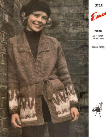 Sweater Jacket with Fair Isle Design Knitting Pattern 30-44
