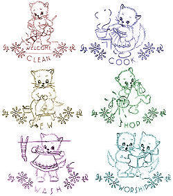 Kittens Activities Appliques or Embroidery Transfer Pattern