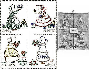 Four Seasons Ladies 1930s Embroidery Transfer Pattern