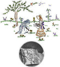 Ladies Collecting Flowers 1930s Embroidery Transfer Pattern