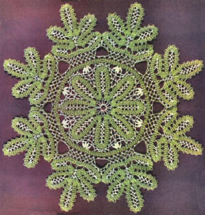 Laurel Leaves Doily Crochet Pattern 19"