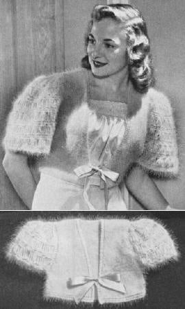 Mother & Baby Angora Bed Jacket Sweaters Knitting Pattern 32-36