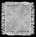 Mosaic Square Ruffled Doily Filet Crochet Pattern 16"