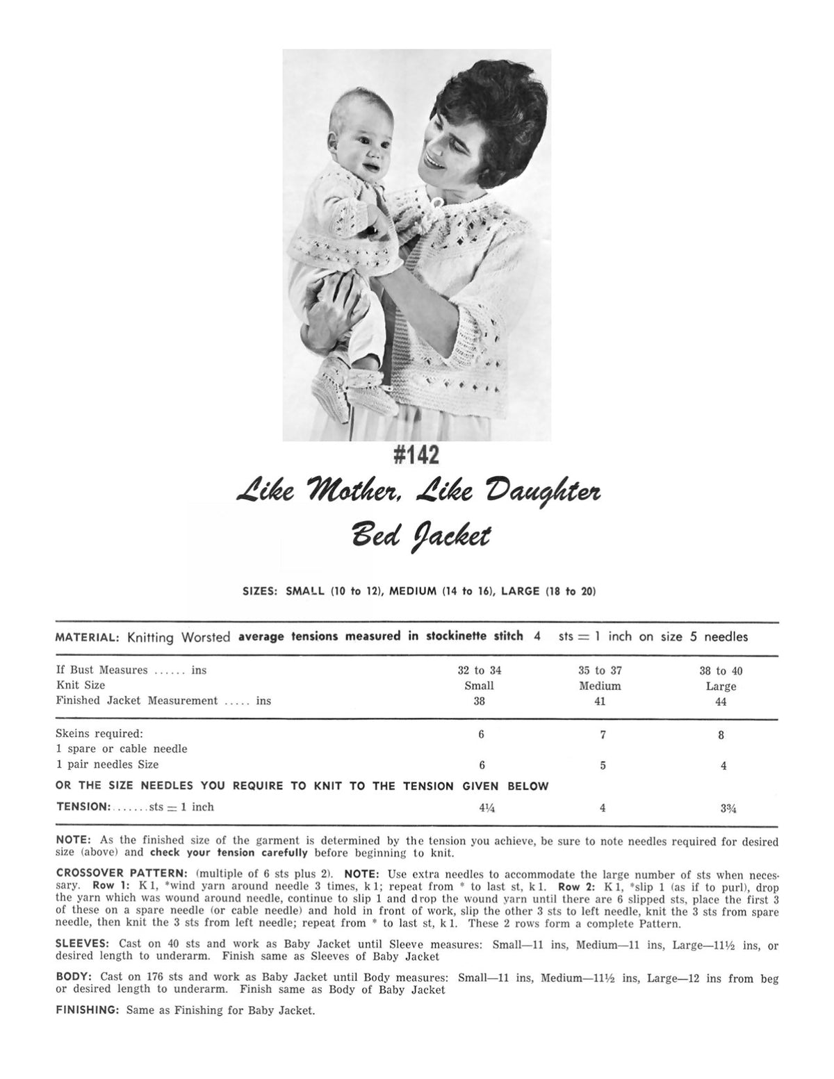 Mother & Baby Bed Jacket Sweaters Knitting Pattern