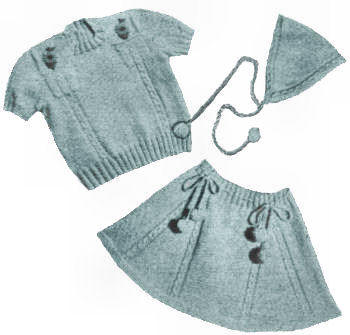 Girls Sweater, Skirt & Headband Knitting Pattern 2 & 4
