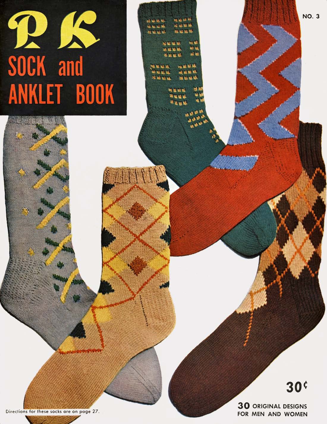 PK Sock and Anklet Book No. 3 Vintage Knitting Patterns