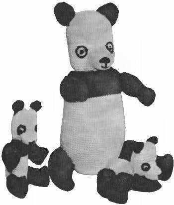 Panda Bear Family Stuffed Toys Knitting Pattern