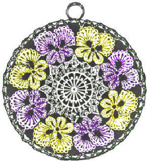Pansies Trivet or Pot Holder Crochet Pattern