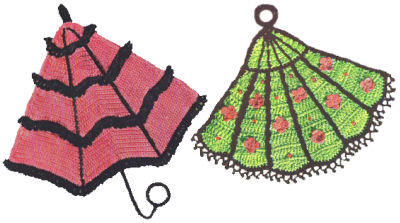 Parasol & Fan Trivets or Pot Holders Crochet Pattern