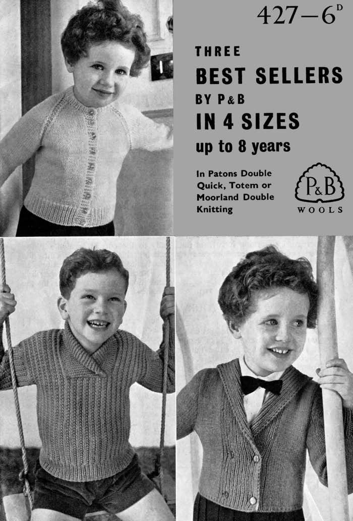 Three Best Sellers Children Sweaters Vintage Knitting Patterns