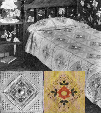 Peony Garden Motif Bedspread Crochet Pattern