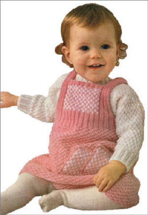 Baby Pinafore & Sweater Knitting Pattern 12M-2 years
