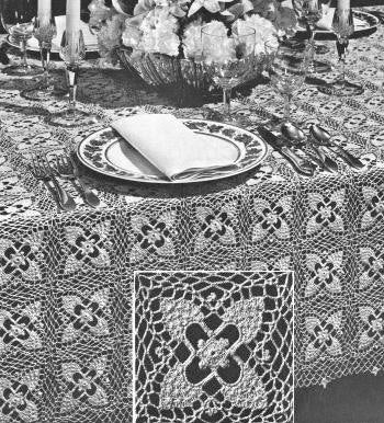 Shells & Picots Pineapple Motif Tablecloth Crochet Pattern
