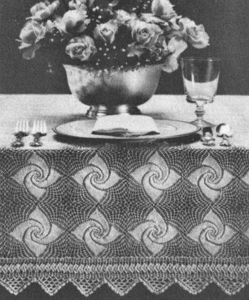 Pinwheel Motif Tablecloth Crochet Pattern 60x78"