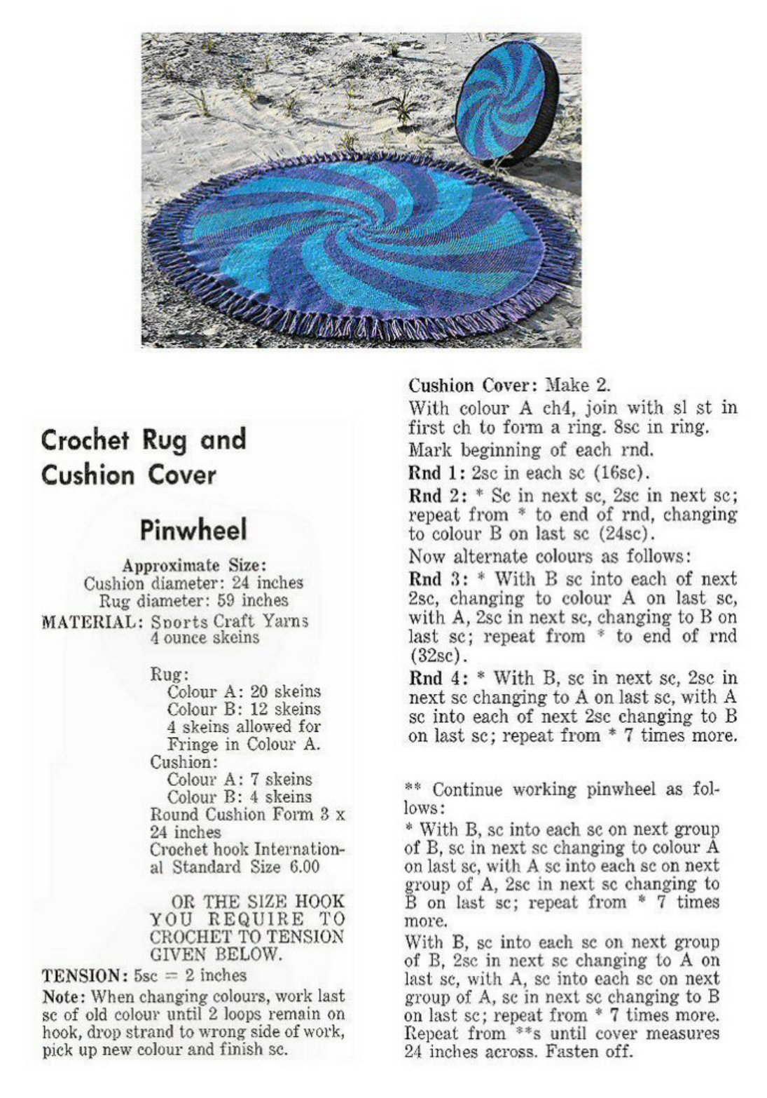 Pinwheel Rug & Pillow Cushion Crochet Pattern